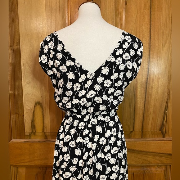 GAP - Floral Printed Black Draped Sleeveless Rayon Maxi Dress - EUC - S - Picture 6 of 12